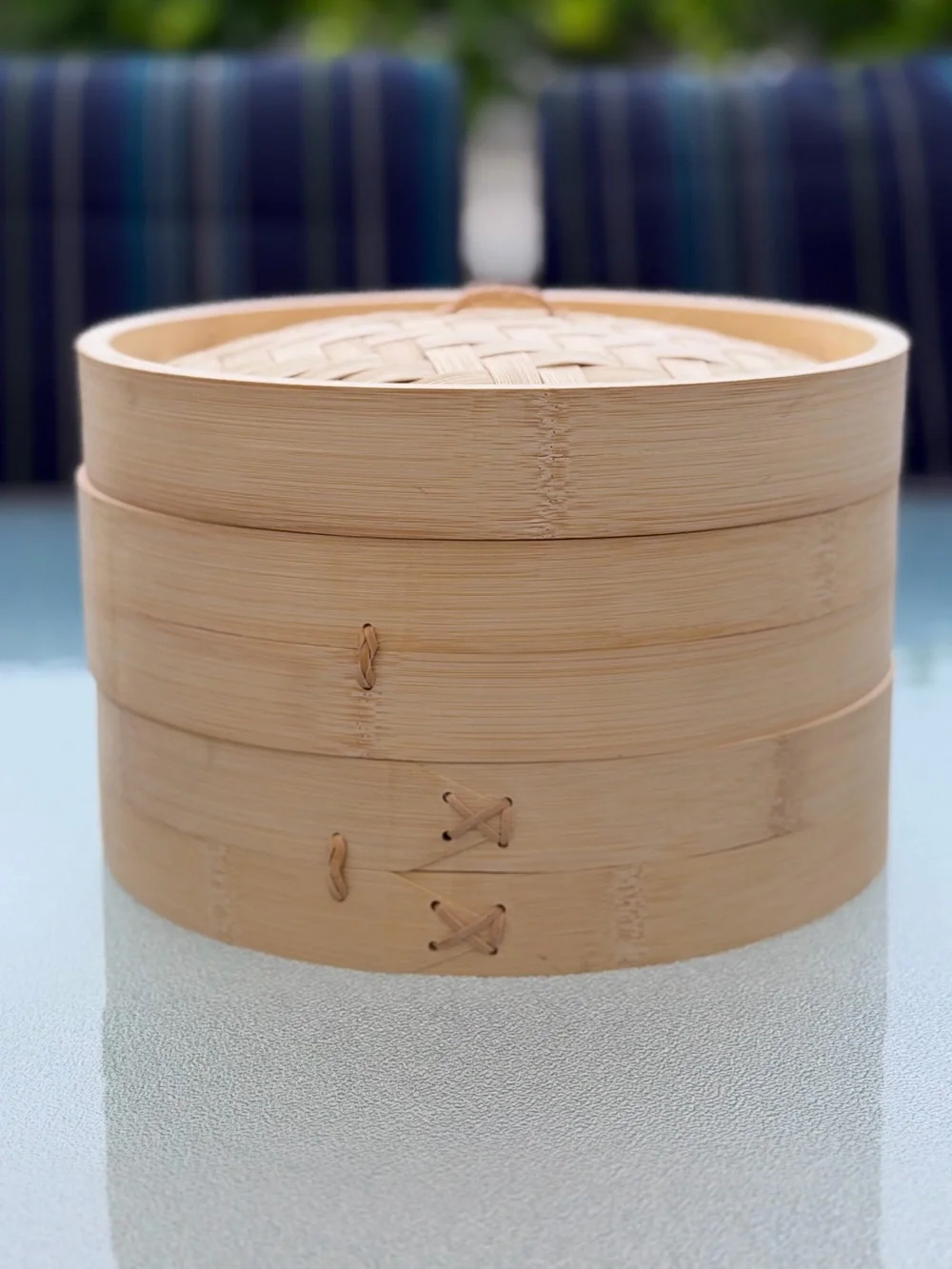 Helen Chen 2-Tier Asian Kitchen 10-Inch Natural Bamboo Steamer ~ 3-Piece Set